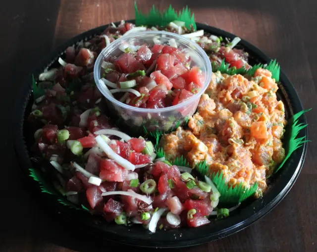 Poke Platter - Choose up to 4 poke flavors (our ahi is from Hawaii 😉)

Visit alohafreshpoke.com/catering-menu for pricing. Preorder for your next event! Send an email to vanessa@alohafreshpoke.com to place your order 😊

Poke Nachos - Won ton chips topped with your choice of poke, ocean salad, and our house-made aioli and unagi sauce

Visit alohafreshpoke.com/catering-menu for pricing. Preorder for your next event! Send an email to vanessa@alohafreshpoke.com to place your order 😊

Sashimi - Choose ahi, salmon or both

Visit alohafreshpoke.com/catering-menu for pricing. Preorder for your next event! Send an email to vanessa@alohafreshpoke.com to place your order 😊

Butter Mochi - Choose plain, lilikoi or guava (24 pieces)

Visit alohafreshpoke.com/catering-menu for pricing. Preorder for your next event! Send an email to vanessa@alohafreshpoke.com to place your order 😊
