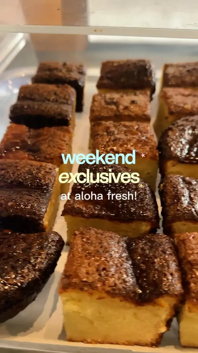 got plans this weekend? we do! ✨

stop by to try our special weekend bakery items & flavors:
- lilikoi butter mochi
- guava butter mochi
- double chocolate macadamia nut cookie
- chocolate chip macadamia nut cookie

🌟 SATURDAYS & SUNDAYS ONLY 🌟

#alohafresh #alohafreshpoke #bayareaeats #sjeats #japantownsj